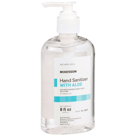 McKesson Gel Hand Sanitizer with Aloe, 8 oz. Pump Bottle-Hand Sanitizer with Aloe McKesson 8 oz. Ethyl Alcohol Gel Pump Bottle