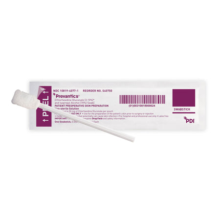 Prevantics Swabsticks-Impregnated Swabstick Prevantics 3.15% / 70% Strength CHG (Chlorhexidine Gluconate) / Isopropyl Alcohol Individual Packet NonSterile