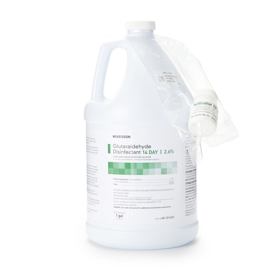 McKesson Glutaraldehyde High Level Disinfectant, 1 gal Jug-Glutaraldehyde High-Level Disinfectant McKesson 14 Day Activation Required Liquid 1 gal. Jug Reusable