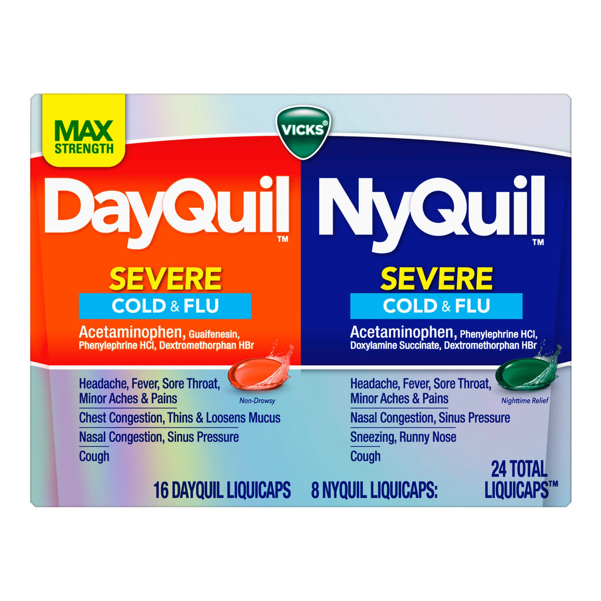 Vicks DayQuil/NyQuil Severe Cold & Flu LiquiCaps - Pharmaceuticals>Over the Counter>Cough and Cold Relief - Procter & Gamble
