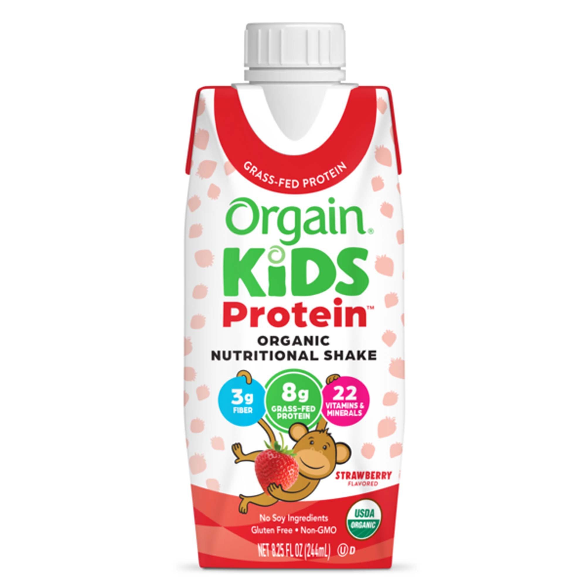 Pediatric Oral Supplement Orgain® Kids Protein™ Organic Nutritional Shake Strawberry Flavor 8.25 oz. Carton Liquid Protein...