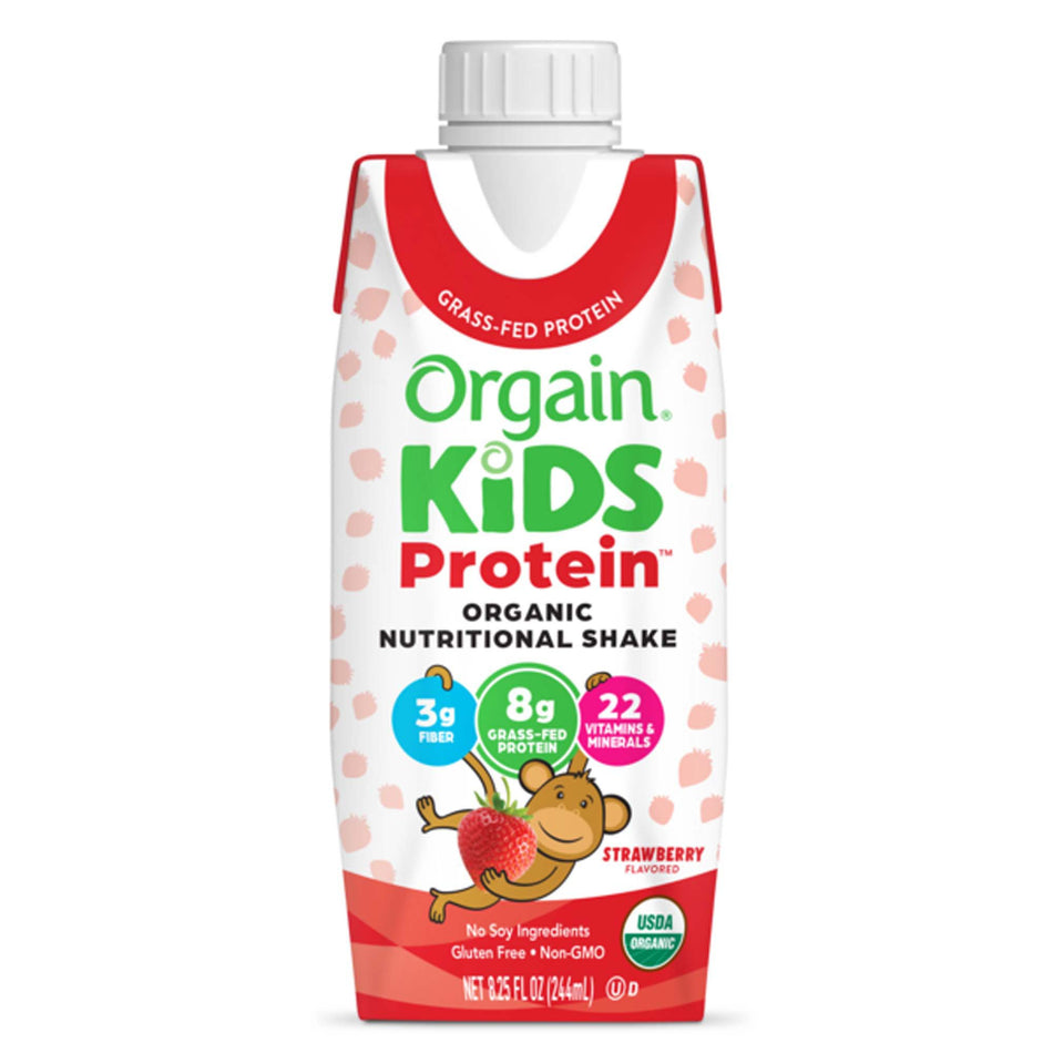 Pediatric Oral Supplement Orgain® Kids Protein™ Organic Nutritional Shake Strawberry Flavor 8.25 oz. Carton Liquid Protein...