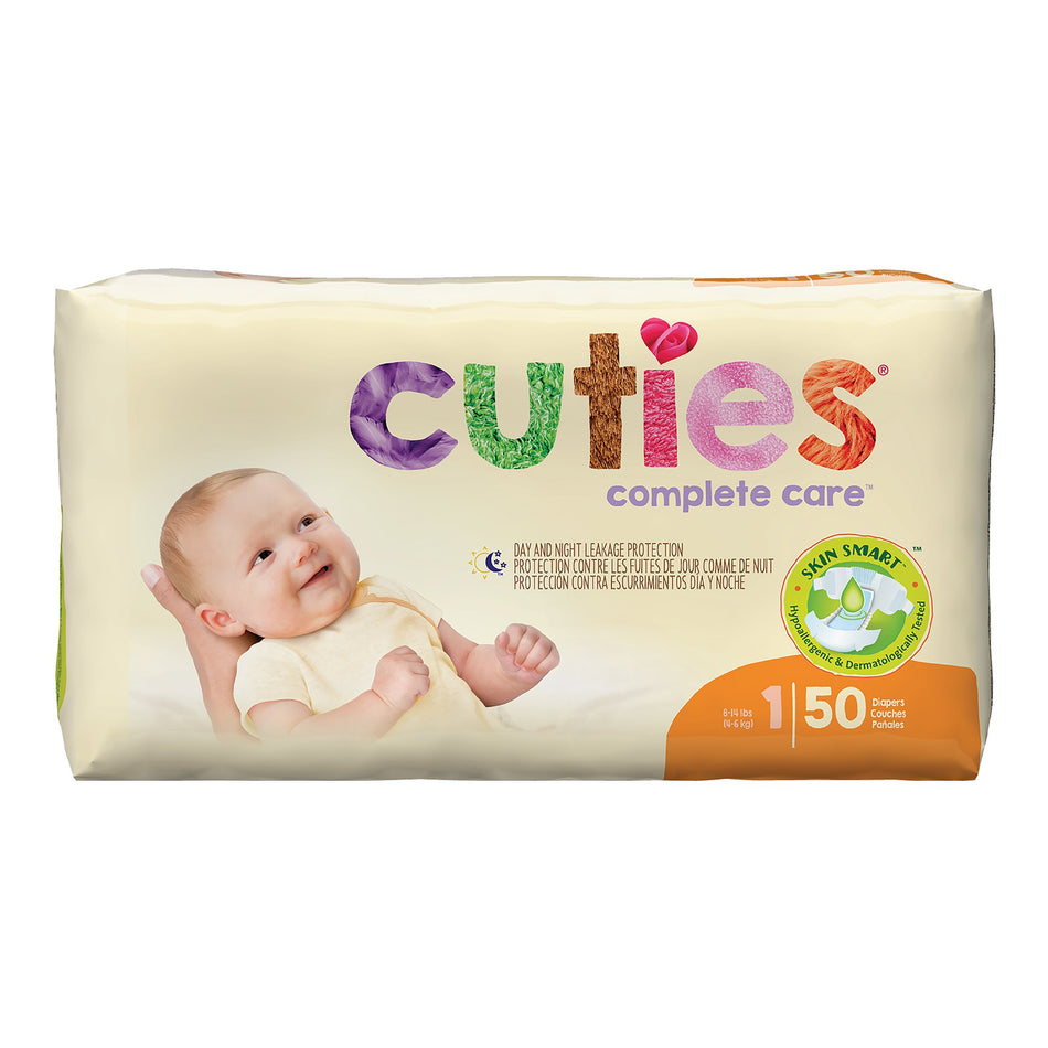 Cuties Premium Diaper, Size 1-Unisex Baby Diaper Cuties Complete Care Size 1 Disposable Heavy Absorbency