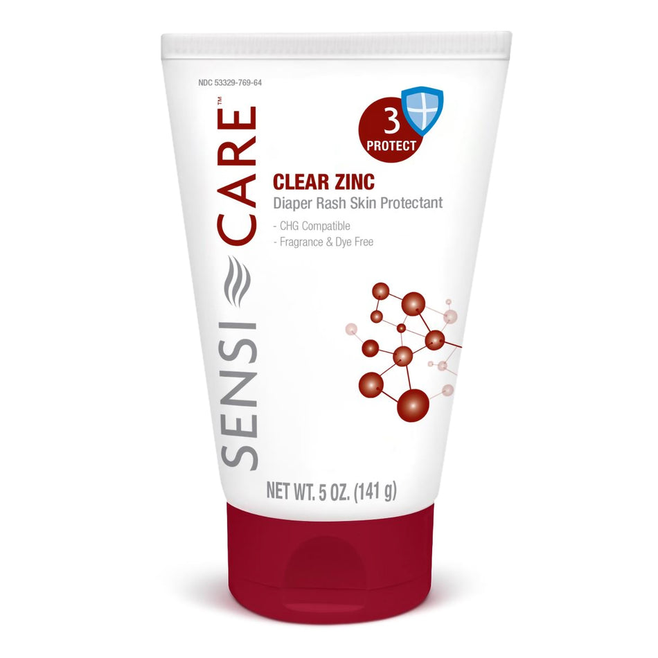 Sensi-Care Clear Zinc Skin Protectant, 5% Zinc Oxide/Dimethicone, 5 oz Tube-Skin Protectant Sensi-Care� Clear Zinc 5 oz. Tube Unscented Cream CHG Compatible