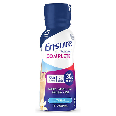 Ensure Complete Nutrition Shake, Vanilla, 10-ounce bottle-Oral Supplement Ensure Complete Vanilla Flavor Liquid 10 oz. Bottle