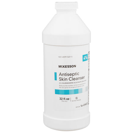 McKesson Antiseptic Skin Cleanser, 32-ounce Flip-Top Bottle-Antiseptic Skin Cleanser McKesson 32 oz. Bottle 4% Strength CHG (Chlorhexidine Gluconate) / Isopropyl Alcohol NonSterile