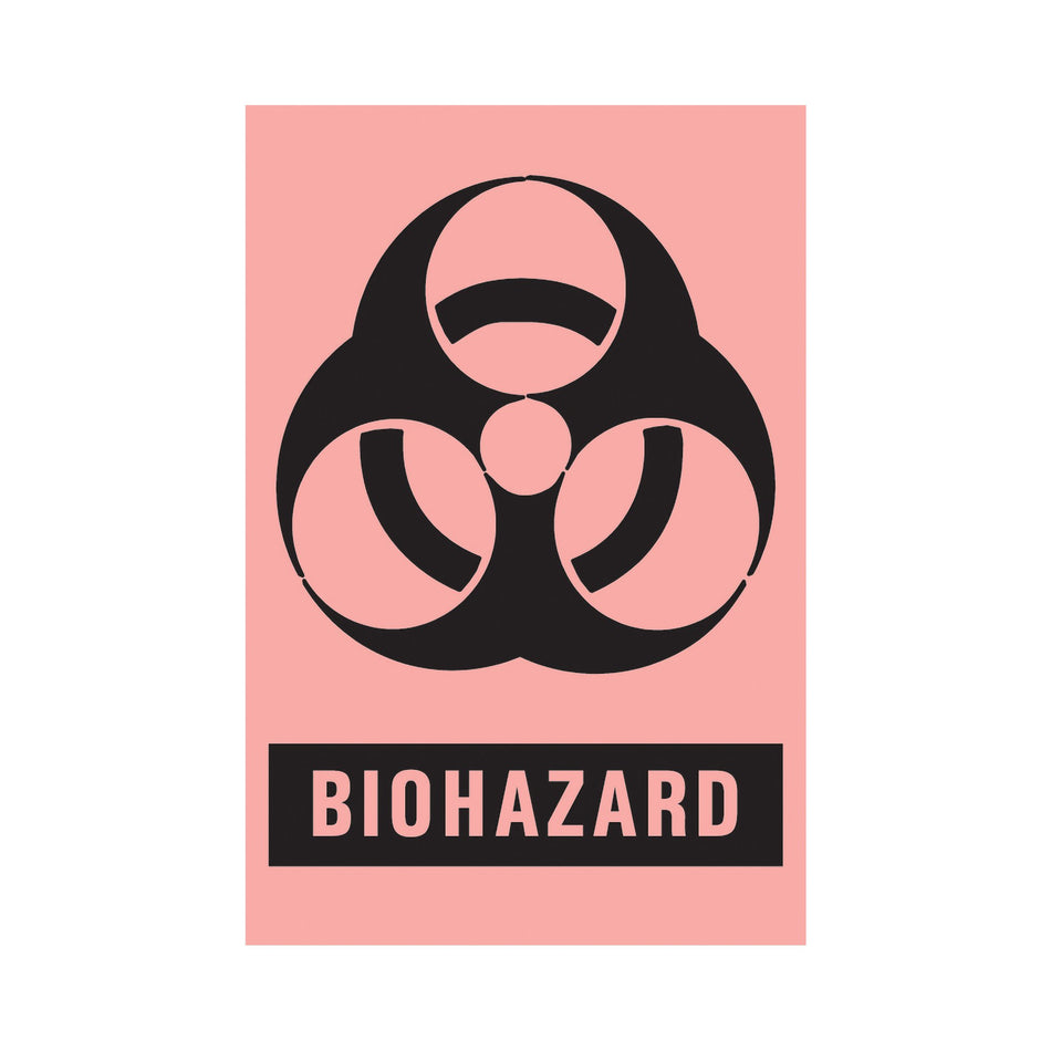 Timemed Pre-Printed Label, Biohazard, 2 x 3 Inch-Pre-Printed Label Timemed Caution Label Fluorescent Red Paper Biohazard / Symbol Black Biohazard 2 X 3 Inch