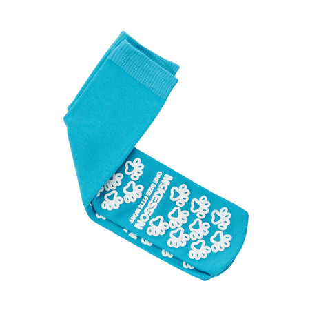 McKesson Paw Prints Slipper Socks, Aqua, One Size Fits Most-Slipper Socks McKesson Paw Prints Unisex Adult One Size Fits Most Single Tread Single Patient Use Teal