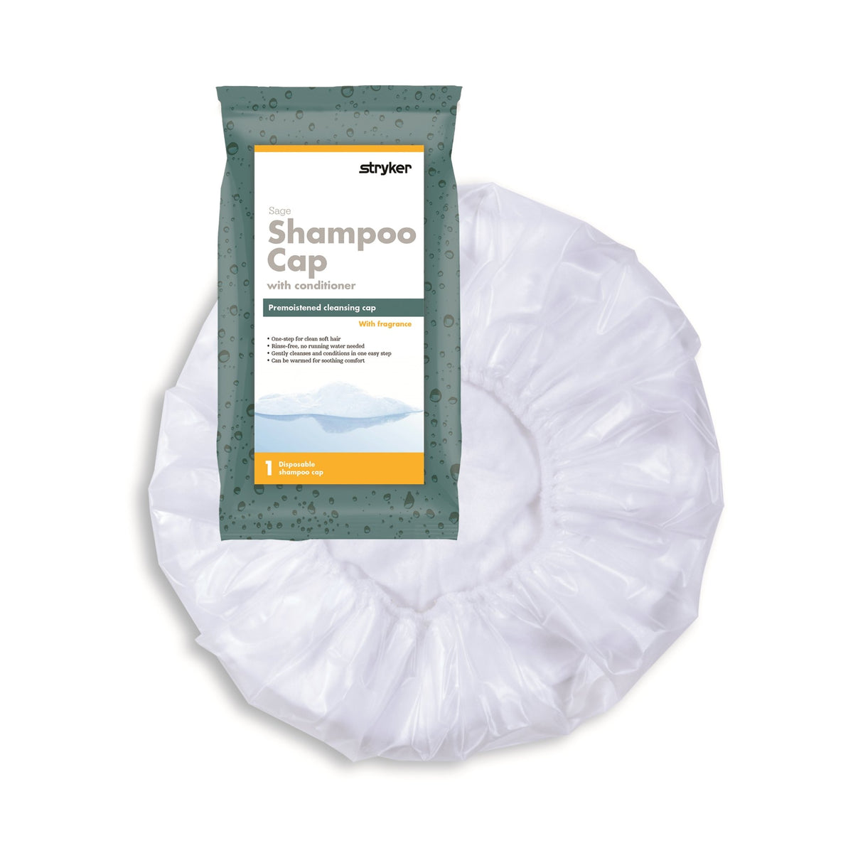 Comfort Rinse-Free Shampoo Cap, Powder Scent-Shampoo Cap Comfort 1 per Pack Individual Packet Powder Scent