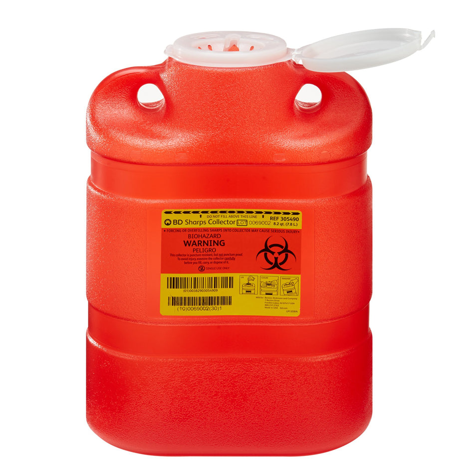 BD Sharps Container, 8.2 Quart, 13-2/5 x 9-2/5 x 5-3/10 Inch-Sharps Container BD� Red Base 13-2/5 H X 9-2/5 W X 5-3/10 D Inch Vertical Entry 2.05 Gallon