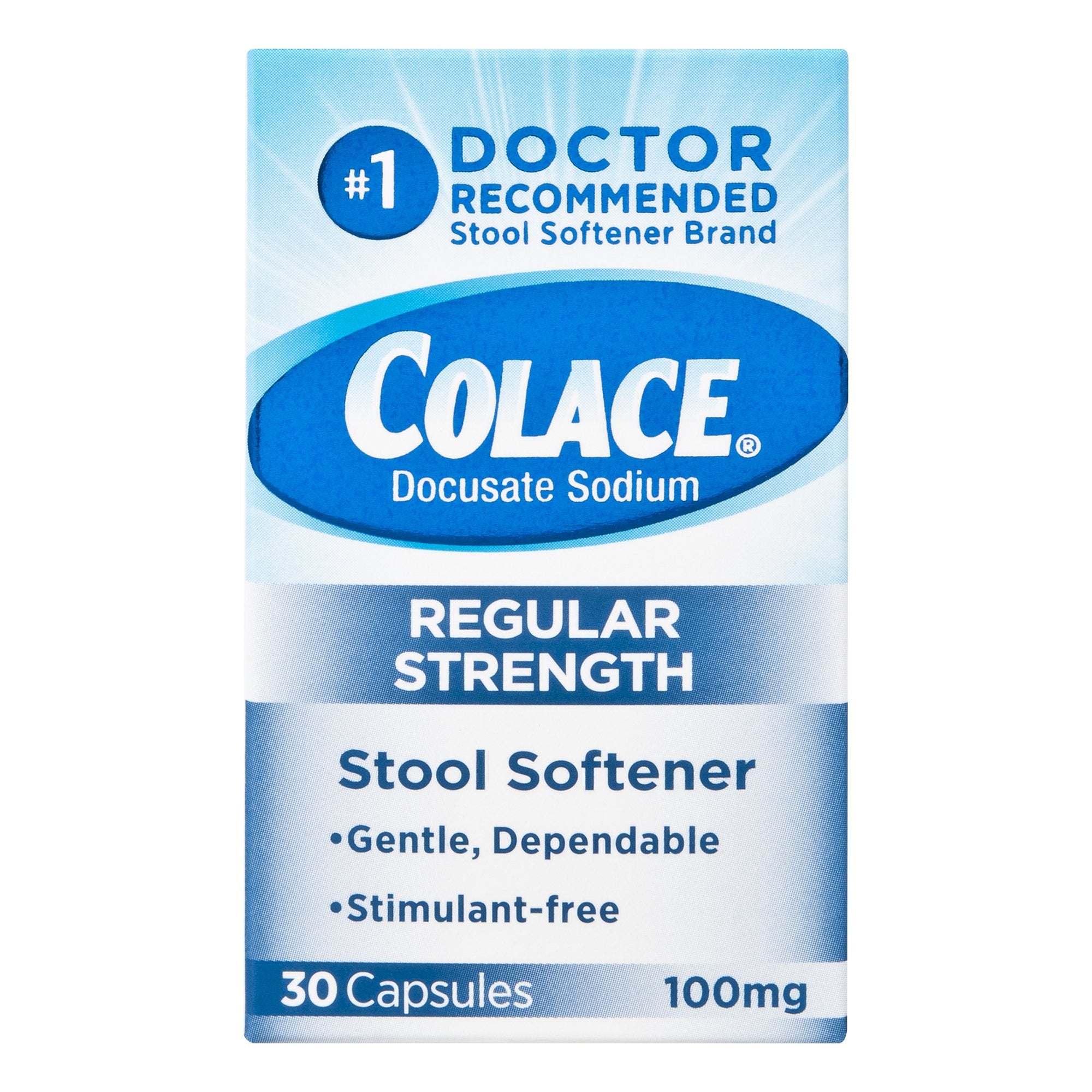 Colace Docusate Sodium Stool Softener-Stool Softener Colace Capsule 30 per Box 100 mg Strength Docusate Sodium