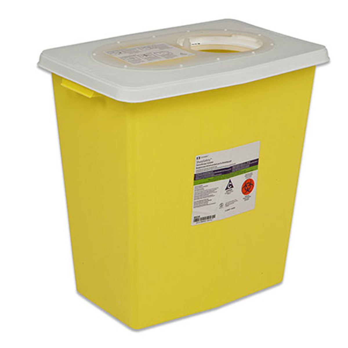 SharpSafety Chemotherapy Waste Container, 18 Gallon, 26 x 12 x 18 Inch-Chemotherapy Waste Container SharpSafety Yellow Base 26 H X 12-3/4 D X 18-1/4 W Inch Vertical Entry 18 Gallon