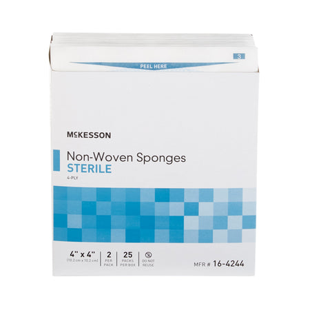 McKesson Sterile Nonwoven Sponge, 4 x 4 Inch, 4-Ply-Nonwoven Sponge McKesson 4 X 4 Inch 4-Ply Sterile 2 per Pack