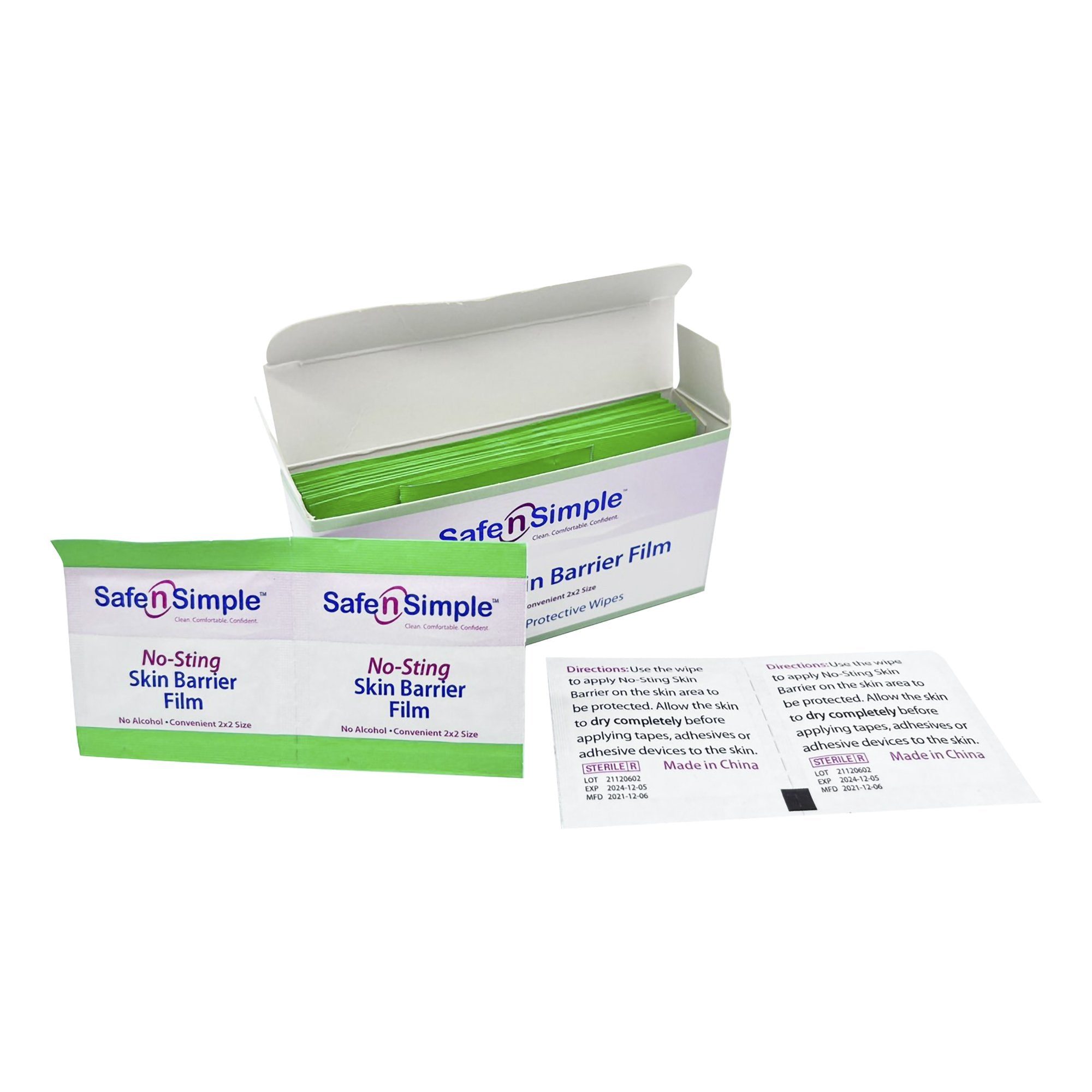 Safe n Simple Barrier Wipe-Skin Barrier Wipe Safe N Simple No-Sting 60% / 20% Strength Purified Water / Polyvinylpyrrolidone / Glycerin / Propylene Glycol Individual Packet Sterile