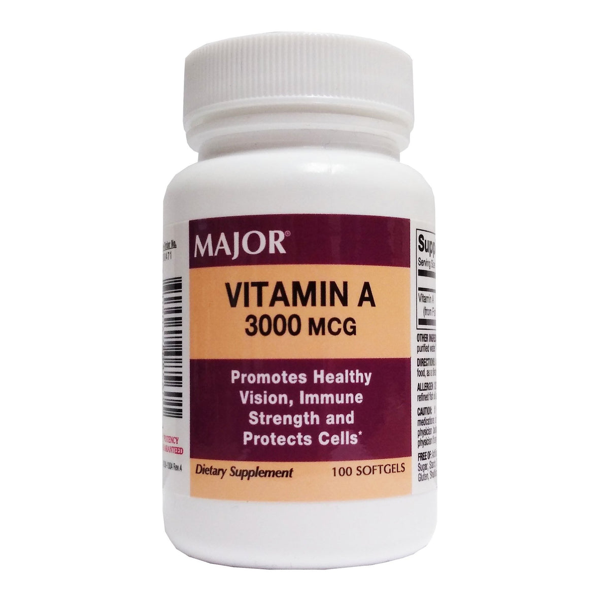 Major® Vitamin A Supplement - Pharmaceuticals>Over the Counter>Nonprescription Vitamins and Minerals - Major Pharmaceuticals