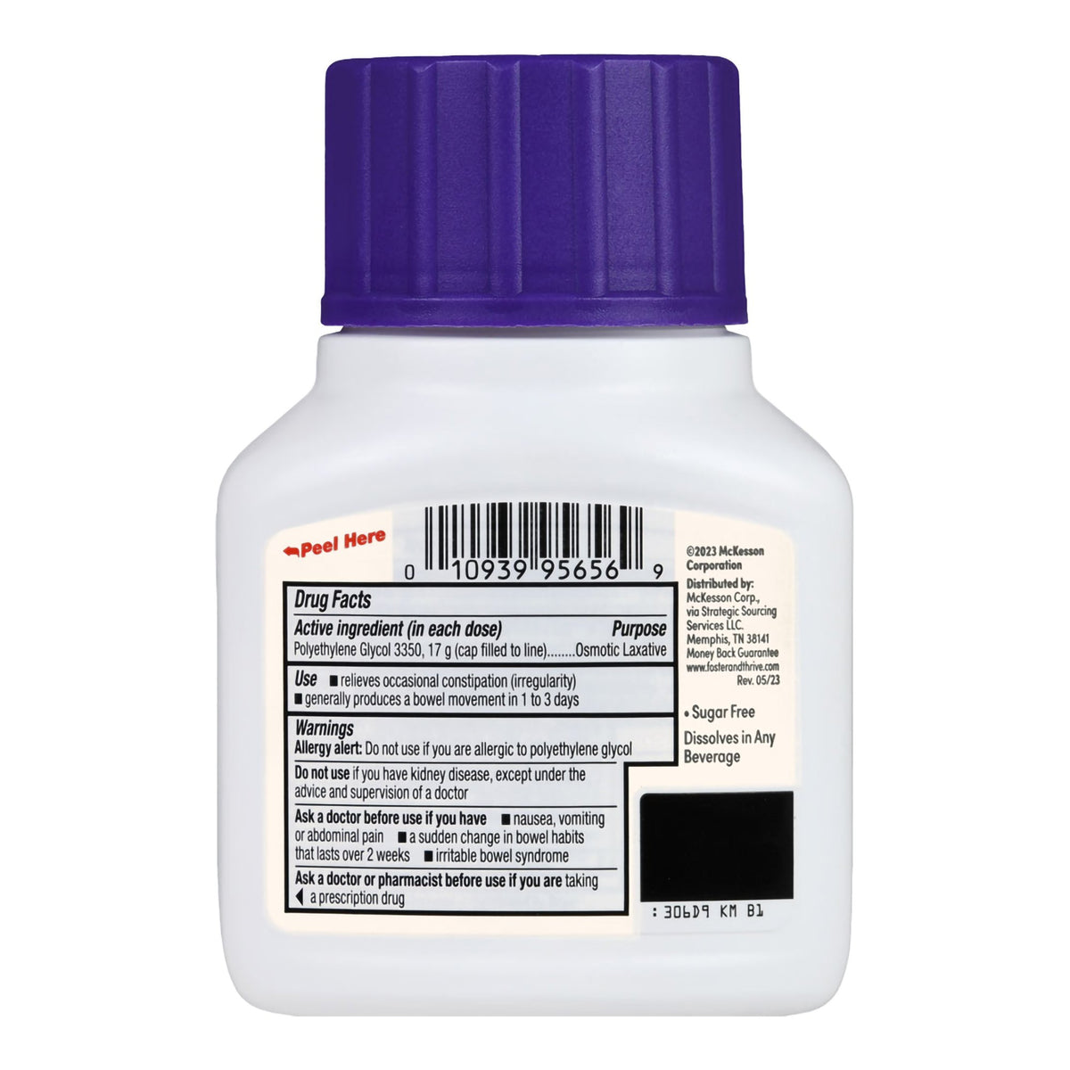 Foster & Thrive ClearLax Polyethylene Glycol 3350 Powder for Solution, 4.1-ounce-Laxative Foster & Thrive Powder 4.1 oz. 17 Gram Strength Polyethylene Glycol 3350