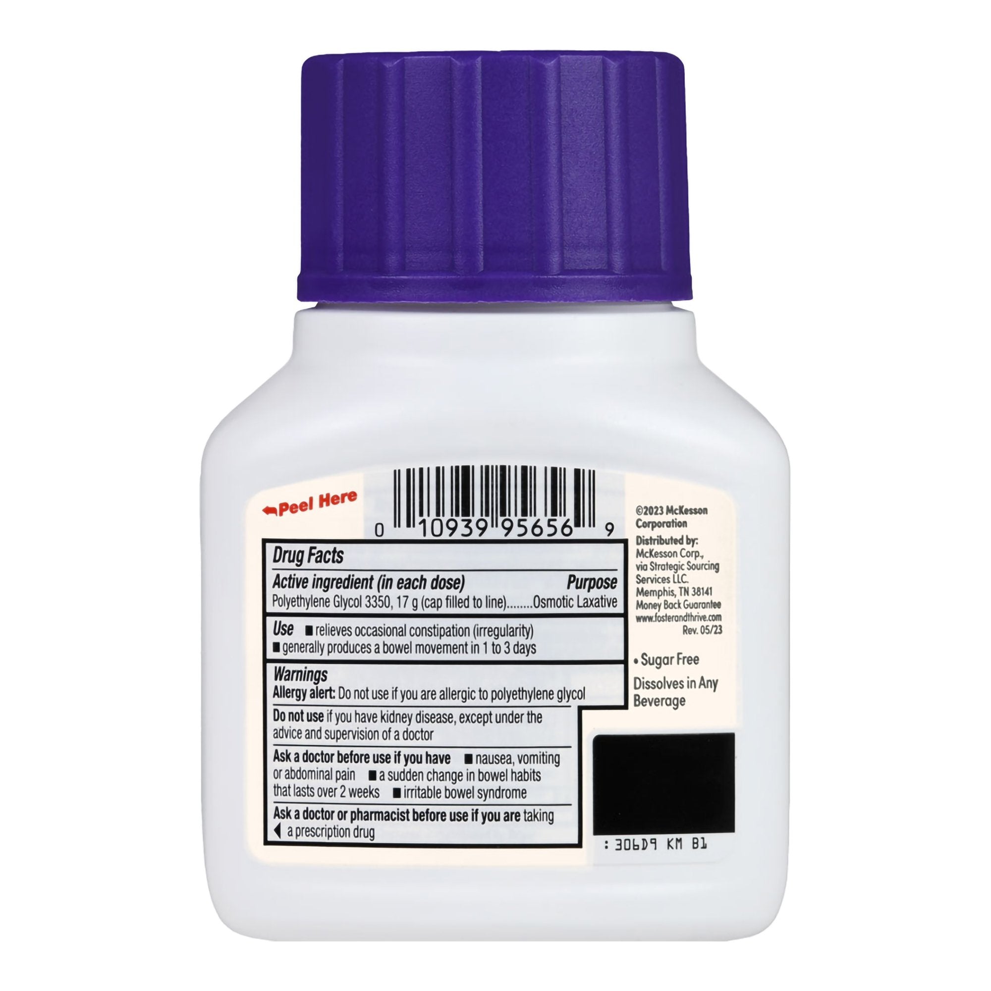 Foster & Thrive ClearLax Polyethylene Glycol 3350 Powder for Solution, 4.1-ounce-Laxative Foster & Thrive Powder 4.1 oz. 17 Gram Strength Polyethylene Glycol 3350