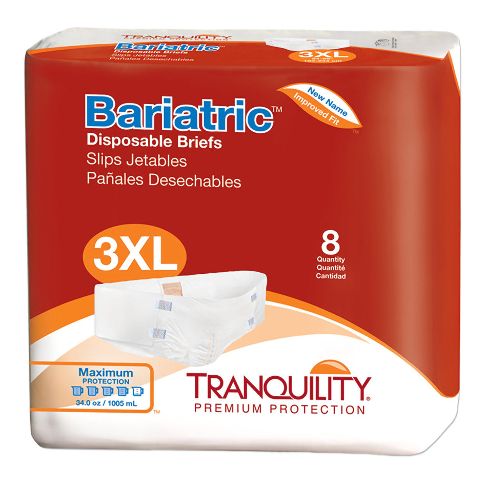 Tranquility Bariatric Maximum Incontinence Brief-Unisex Adult Incontinence Brief Tranquility Bariatric 3X-Large Disposable Heavy Absorbency