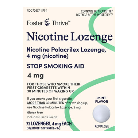Foster & Thrive Nicotine Polacrilex 4 mg (Nicotine) Lozenges Mint-Stop Smoking Aid Foster & Thrive 4 mg Strength Lozenge