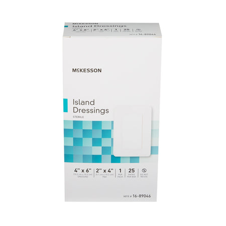 McKesson White Adhesive Dressing, 4 x 6 Inch-Island Dressing McKesson 4 X 6 Inch Rectangle Sterile