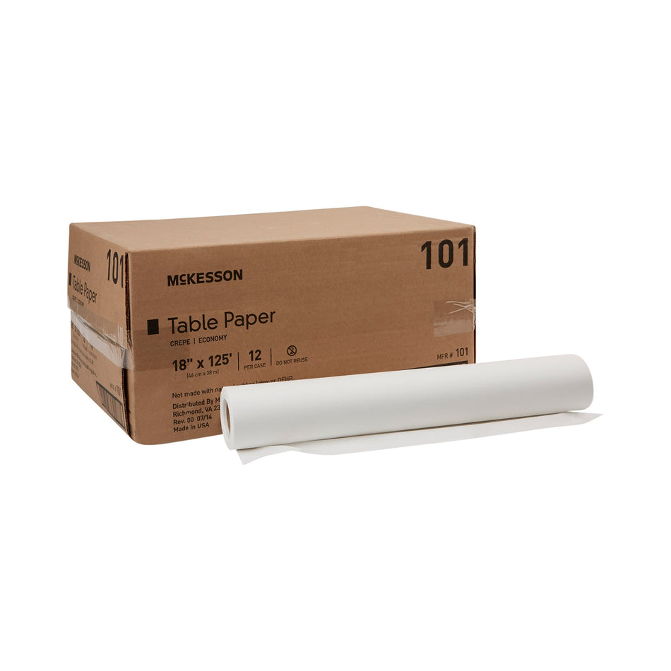 McKesson Crepe Table Paper, 18 Inch x 125 Foot, White - Textiles>Table Paper - McKesson Brand