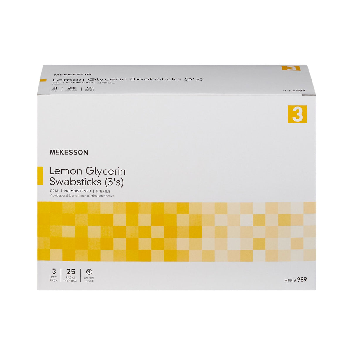McKesson Oral Swabstick, Lemon Glycerin, Sterile-Lemon Glycerin Swabstick McKesson Rayon Tip 3 per Pack