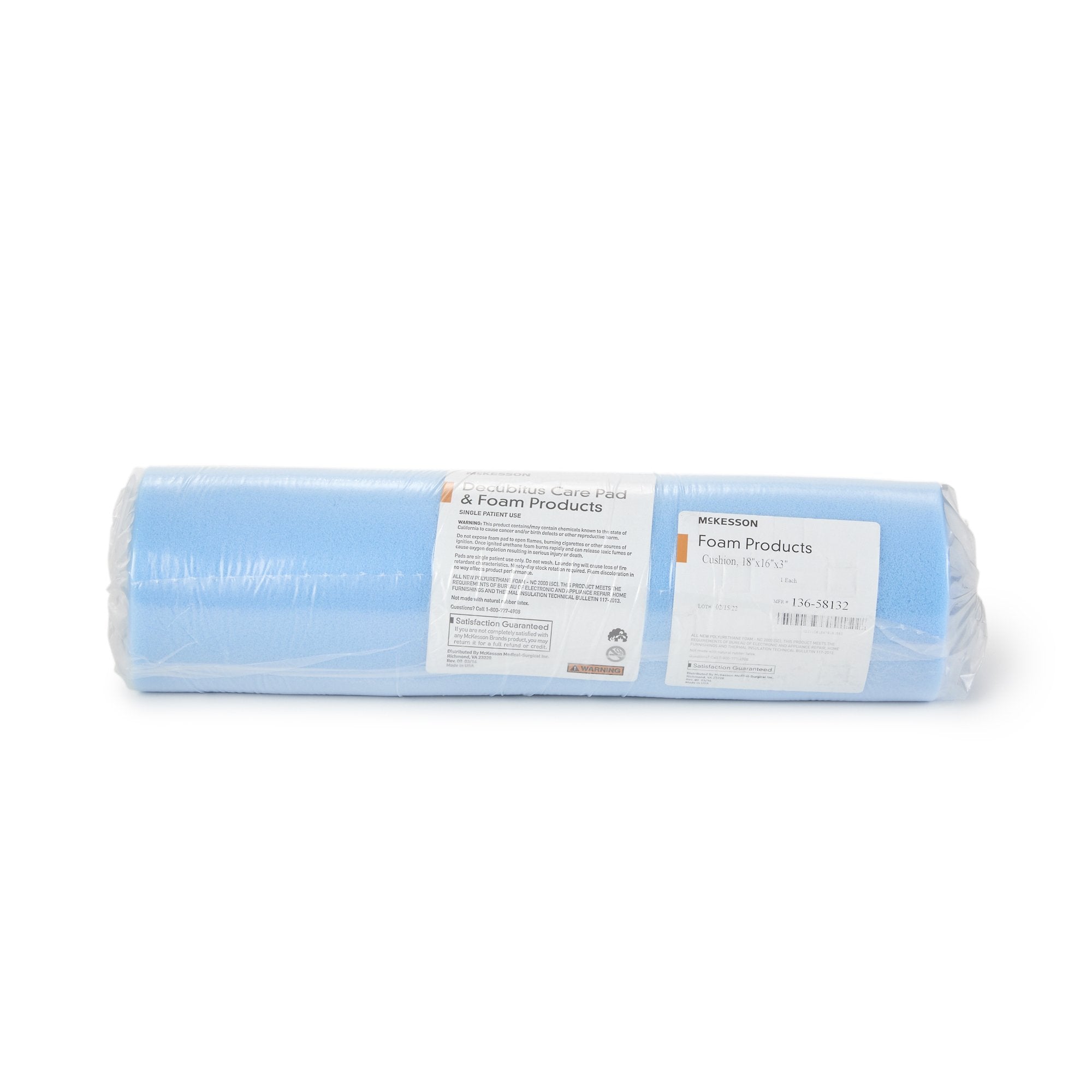 McKesson Seat Cushion, 18 W X 16 D X 3 H Inch-Seat Cushion McKesson 18 W X 16 L X 3 D Inch Convoluted Foam