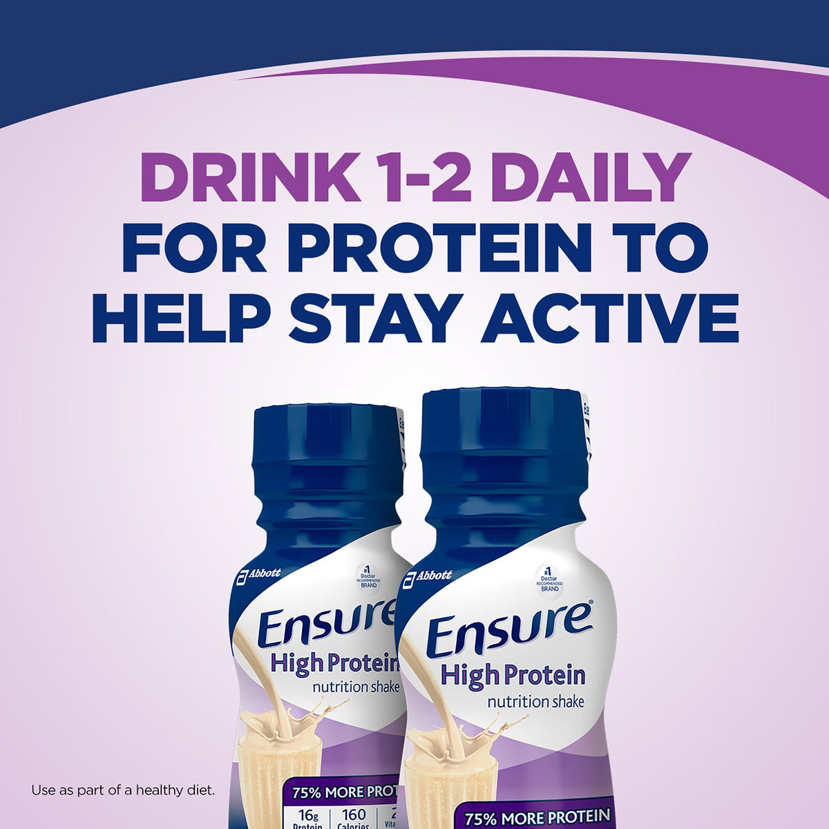 Ensure High Protein Therapeutic Nutrition, Vanilla, 8-ounce bottle-Oral Supplement Ensure High Protein Therapeutic Nutrition Shake Vanilla Flavor Liquid 8 oz. Bottle