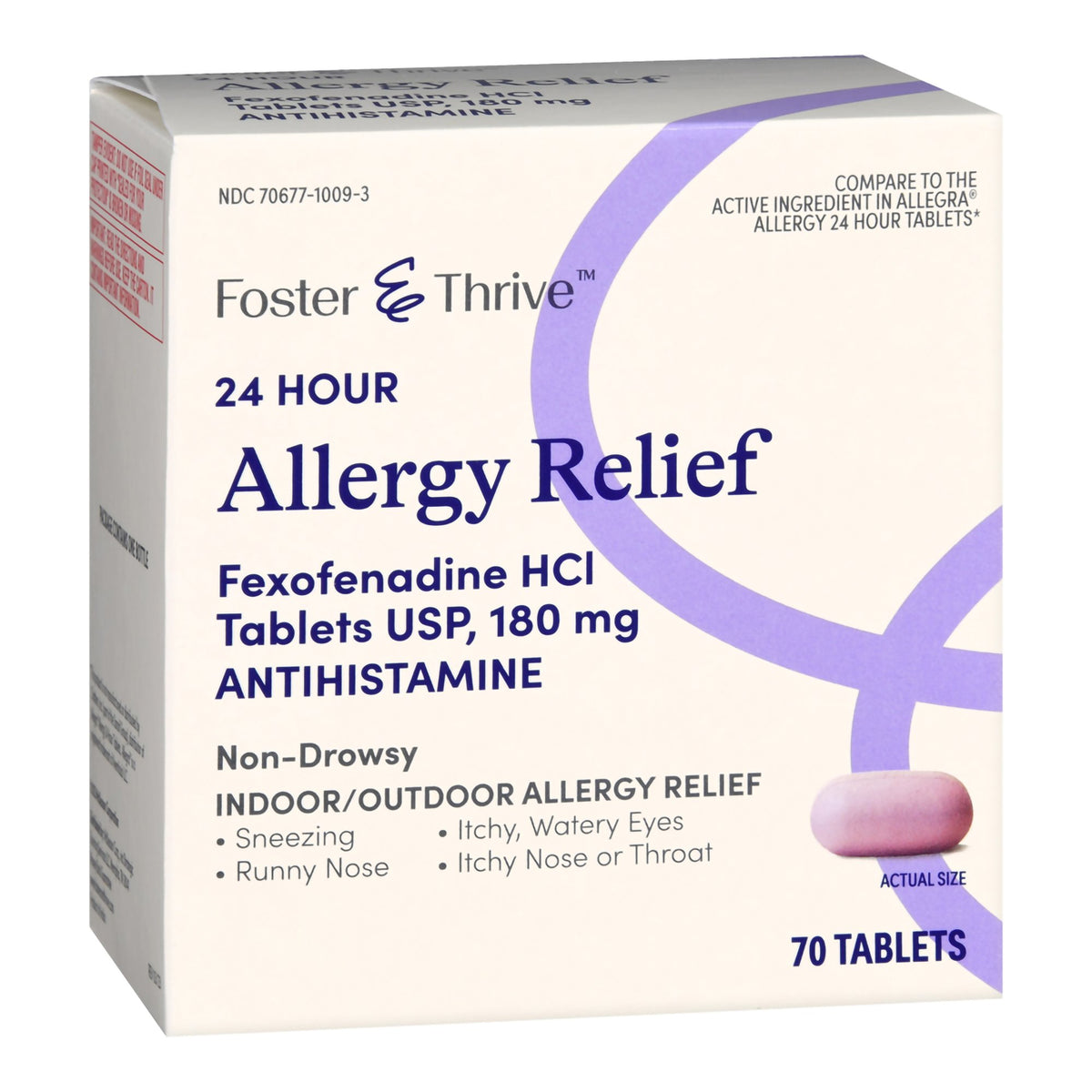 Foster & Thrive 24 Hour Allergy Relief Fexofenadine HCl USP 180 mg Tablets-Allergy Relief Foster & Thrive 180 mg Strength Tablet 70 per Bottle