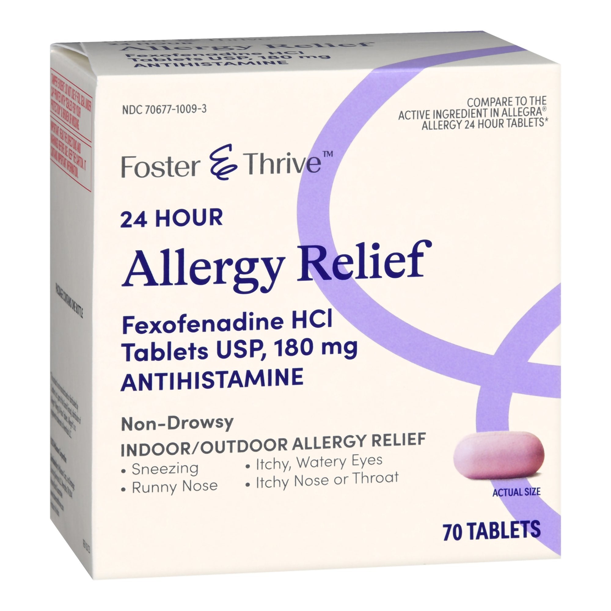 Foster & Thrive 24 Hour Allergy Relief Fexofenadine HCl USP 180 mg Tablets-Allergy Relief Foster & Thrive 180 mg Strength Tablet 70 per Bottle