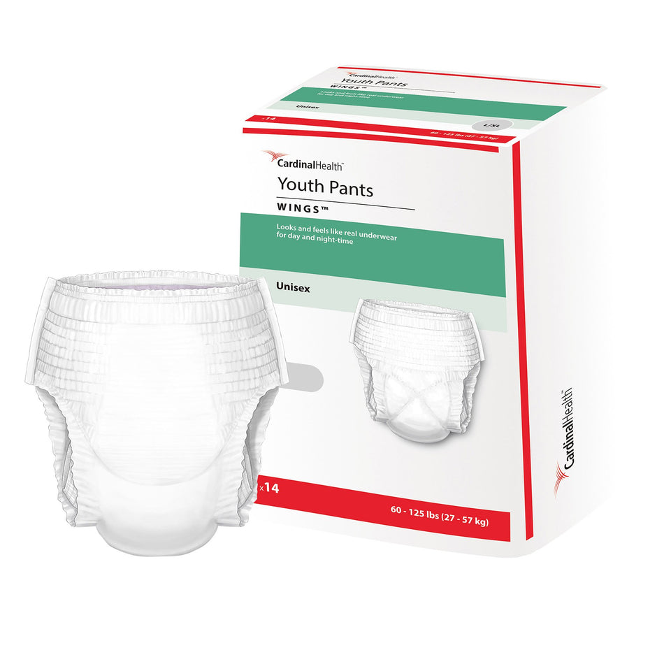 Curity Youth Pants Unisex, Disposable, Tear Away Seams, Large, Heavy Absorbency, 60 to 125 lbs-Unisex Youth Absorbent Underwear Cardinal Health Wings Pull On with Tear Away Seams Large / X-Large Disposable Heavy Absorbency