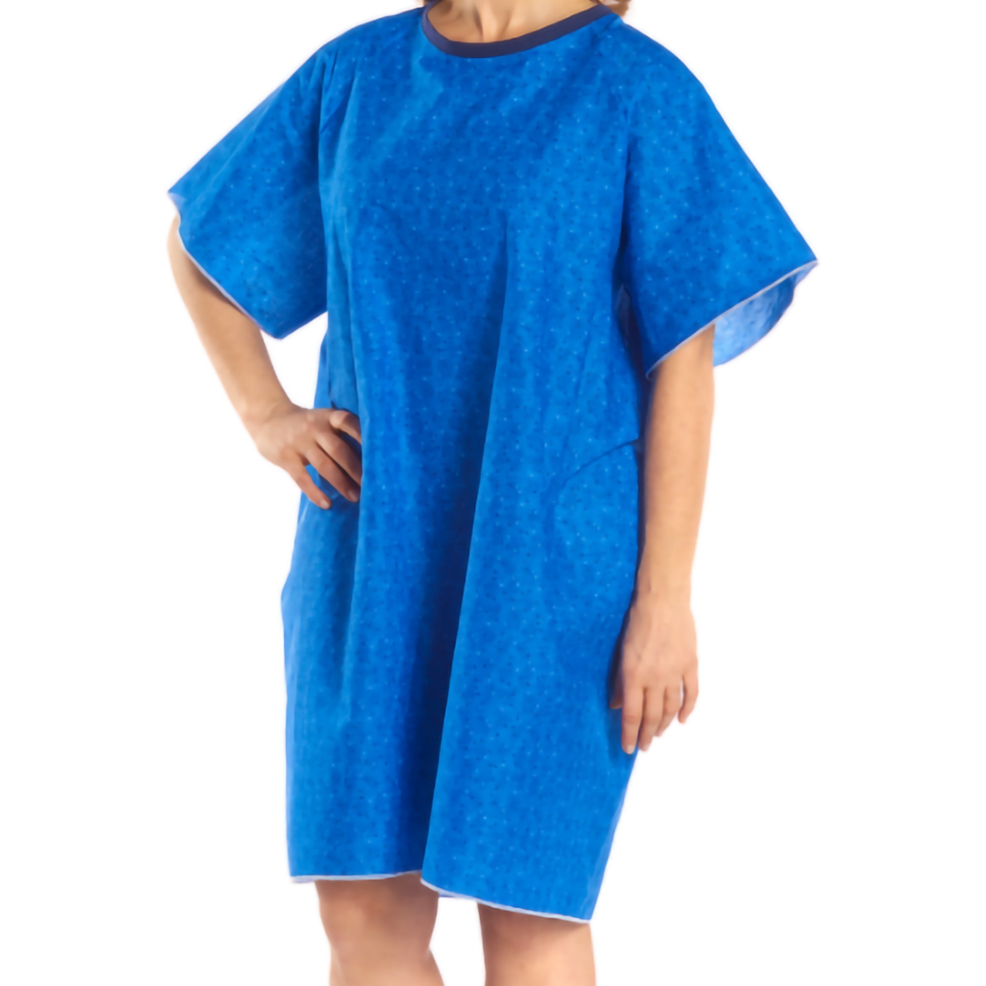 Reusable TieBack Patient Exam Gown, One Size Fits Most, Blue Marble Print-Patient Exam Gown TieBack One Size Fits Most Blue Marble Print Reusable