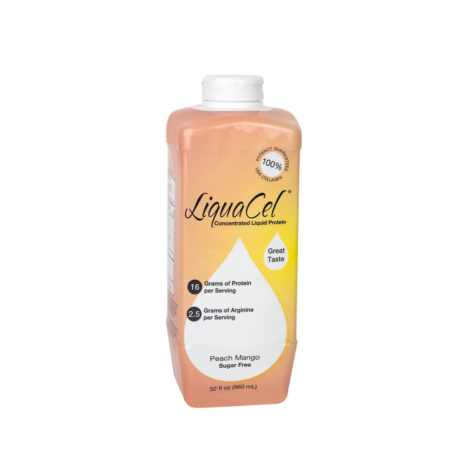 LiquaCel Peach Mango Concentrated Liquid Protein, 32-ounce bottle-Oral Supplement LiquaCel Peach Mango Flavor Liquid 32 oz. Bottle