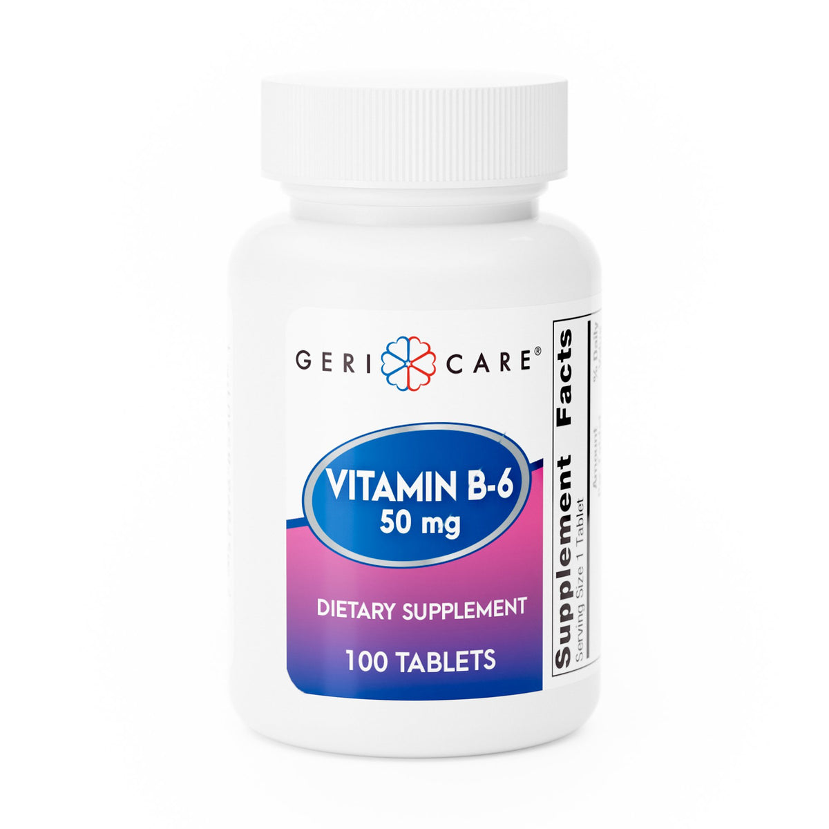 Geri-Care Vitamin B-6 Supplement-Vitamin Supplement Geri-Care Vitamin B6 50 mg Strength Tablet 100 per Bottle