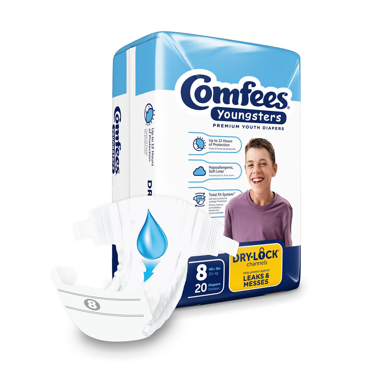 Comfees® Youngsters Premium Youth Diapers, Size 8 - Incontinence>Pediatric Diapers and Training Pants - Attends Healthcare...