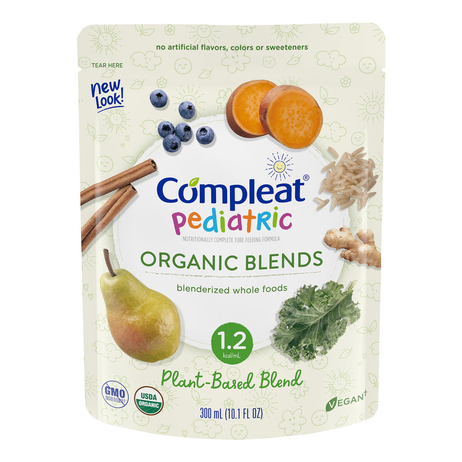 Compleat� Pediatric Organic Blends Tube Feeding Formula, Plant-Based, Non-GMO-Pediatric Oral Supplement Compleat� Pediatric Organic Blends Plant Blend Flavor 10.1 oz. Pouch Liquid Organic Food Allergies