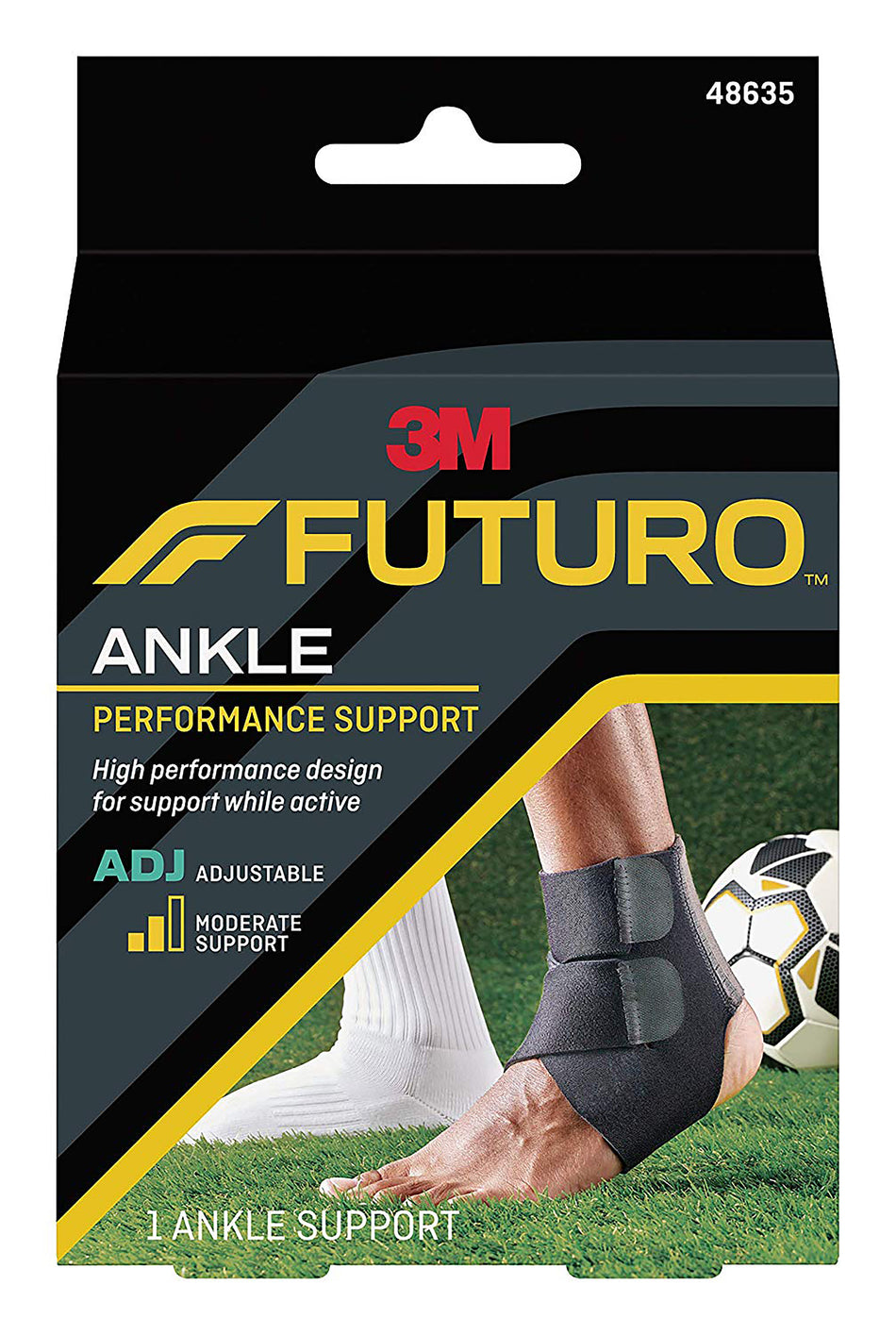 3M Futuro Ankle Support, Left or Right Foot, Black, Adult-Ankle Support 3M Futuro Sport Moisture Control One Size Fits Most H