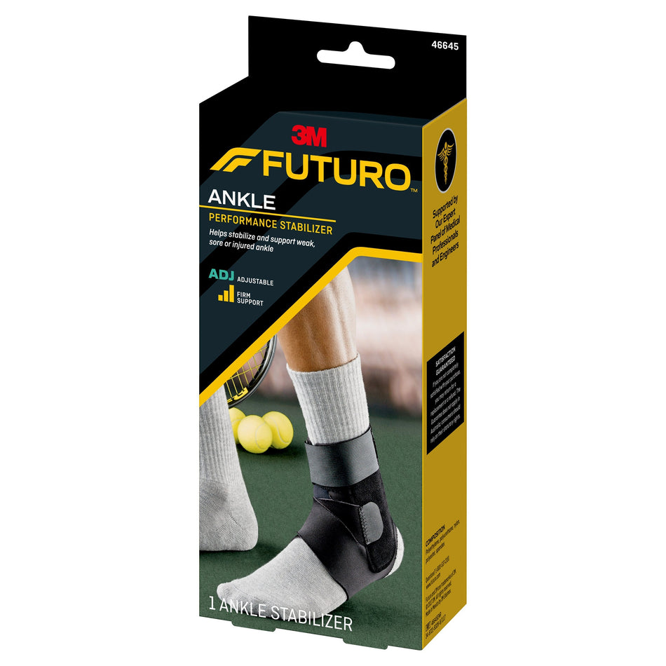 3M Futuro Ankle Performance Stabilizer, Adjustable, Adult, Black-Ankle Stabilizer 3M Futuro Sport Deluxe One Size Fits Most D-Ring / Hook and Loop Strap Closure Foot