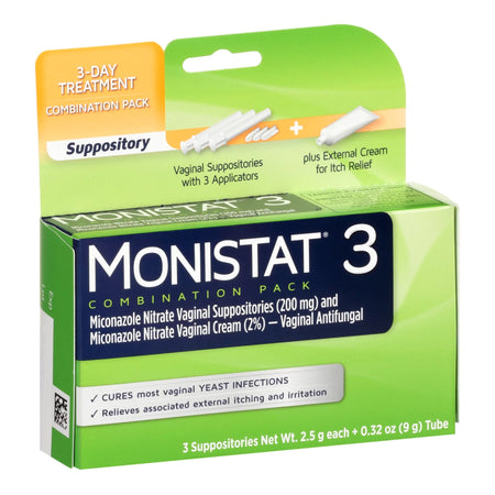 Monistat 3 Vaginal Antifungal Combination Pack-Vaginal Antifungal MONISTAT 3-Day Treatment Combination Pack Ovule 200 mg / 2% Strength Ovule insert 3 Per Box Applicator