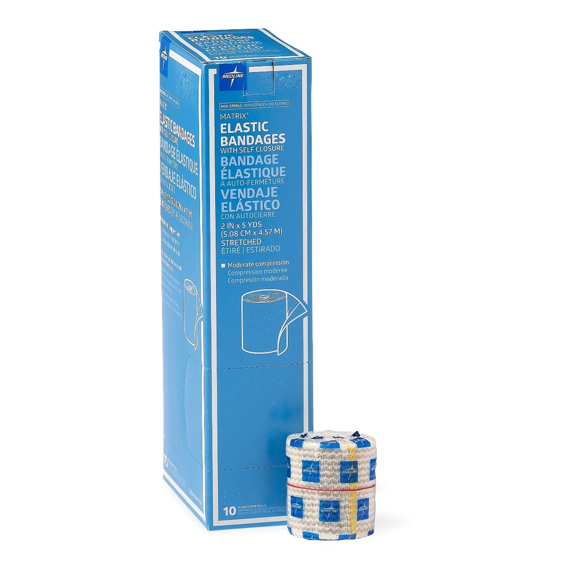 Matrix Double Hook and Loop Closure Elastic Bandage, 2 Inch x 5 Yard-Elastic Bandage Matrix 2 Inch X 5 Yard Double Hook and Loop Closure Natural NonSterile Medium Compression