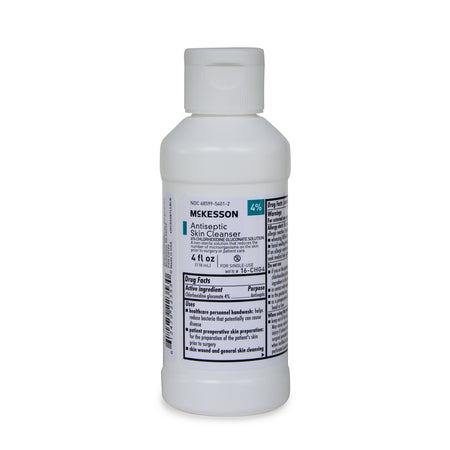 McKesson Antiseptic Skin Cleanser, 4-ounce Flip-Top Bottle-Antiseptic Skin Cleanser McKesson 4 oz. Flip-Top Bottle 4% Strength CHG (Chlorhexidine Gluconate) / Isopropyl Alcohol NonSterile