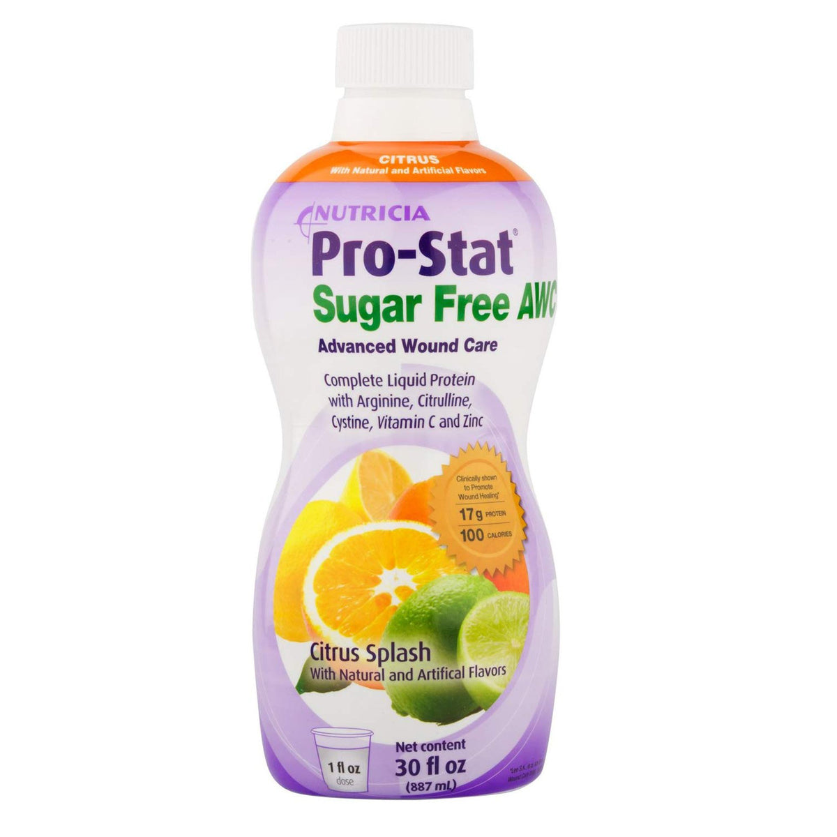 Pro-Stat Sugar Free AWC Citrus Splash Complete Liquid Protein, 30-ounce Bottle-Oral Supplement Pro-Stat AWC Citrus Splash Flavor Liquid 30 oz. Bottle