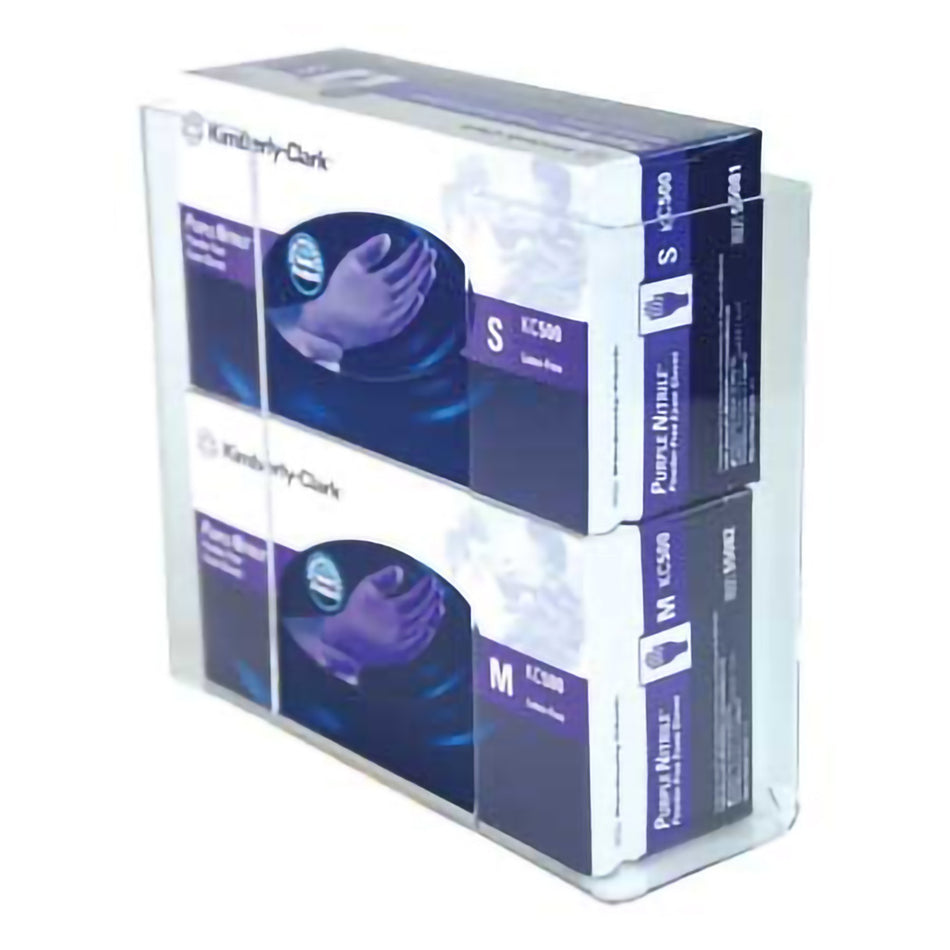 Glove Box Holder-Glove Box Holder Horizontal Mounted 2-Box Capacity Clear 3-1/2 X 9-1/2 X 11 Inch Acrylic