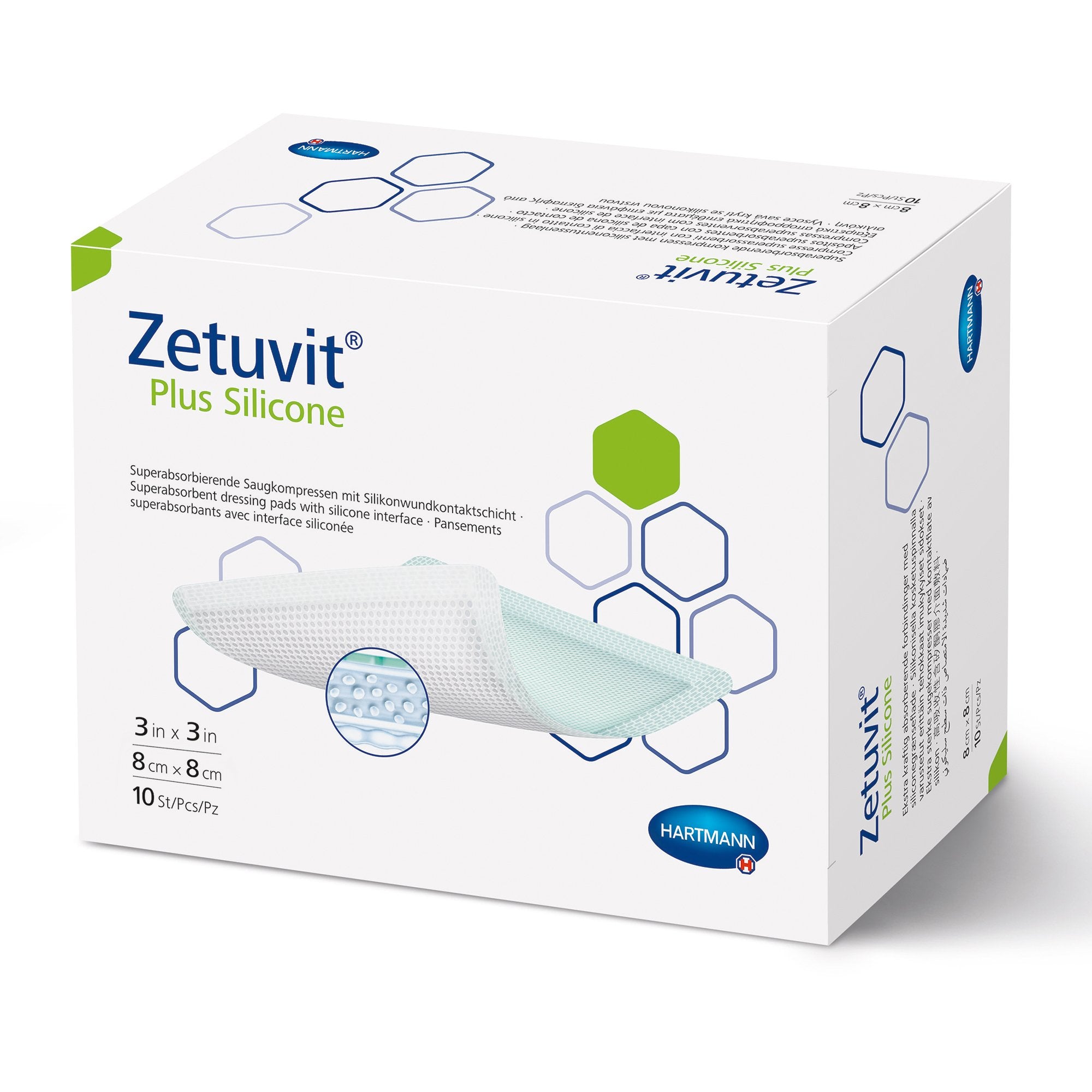 Zetuvit® Plus Silicone Super Absorbent Dressing, 3 x 3 Inch - Wound Care>Advanced Wound Care>Super Absorbent Dressings - H...