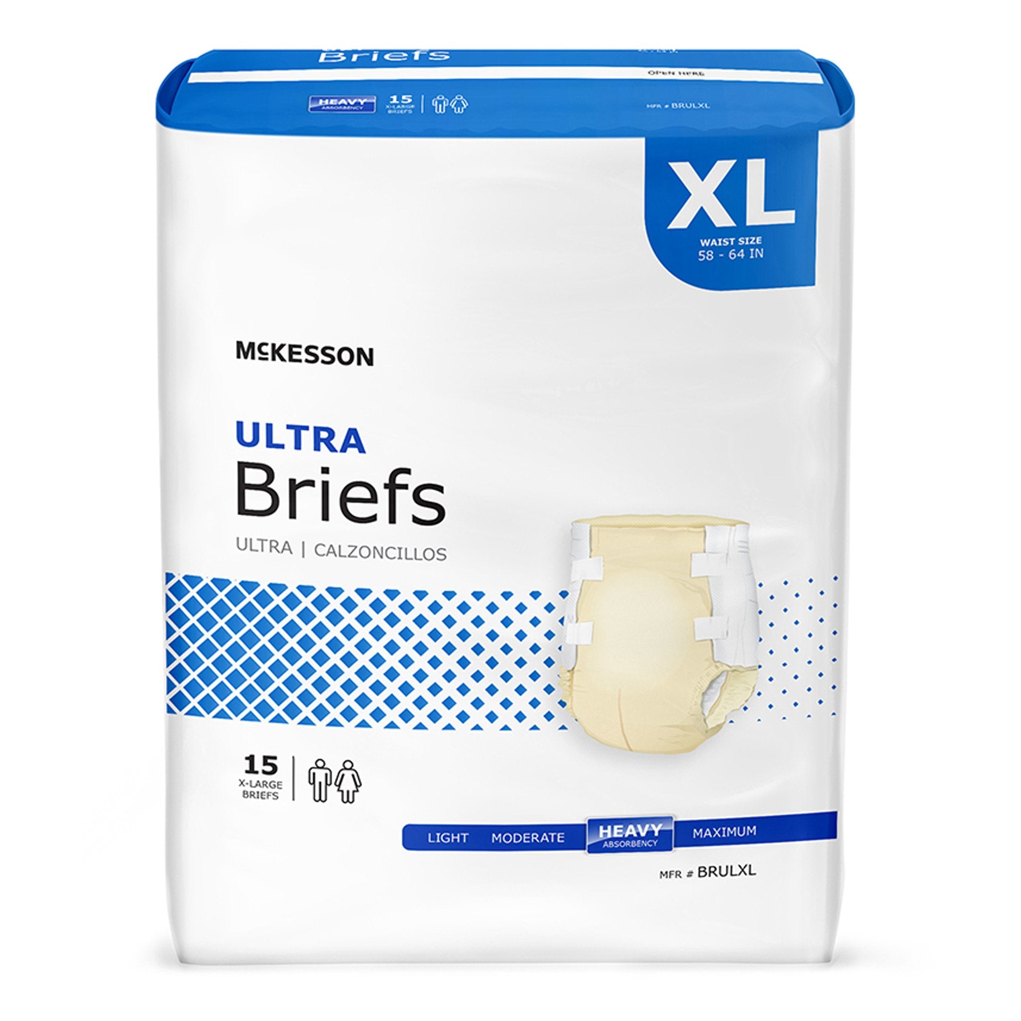 McKesson Ultra Heavy Absorbency Incontinence Brief, Extra Large-Unisex Adult Incontinence Brief McKesson Ultra X-Large Disposable Heavy Absorbency