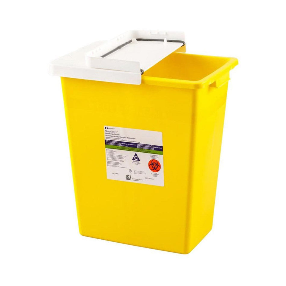 SharpSafety Chemotherapy Waste Container, 2 Gallon, 10 x 10 x 7 Inch-Chemotherapy Waste Container SharpSafety Yellow Base 10 H X 10-1/2 W X 7-1/4 D Inch Horizontal / Vertical Entry 2 Gallon