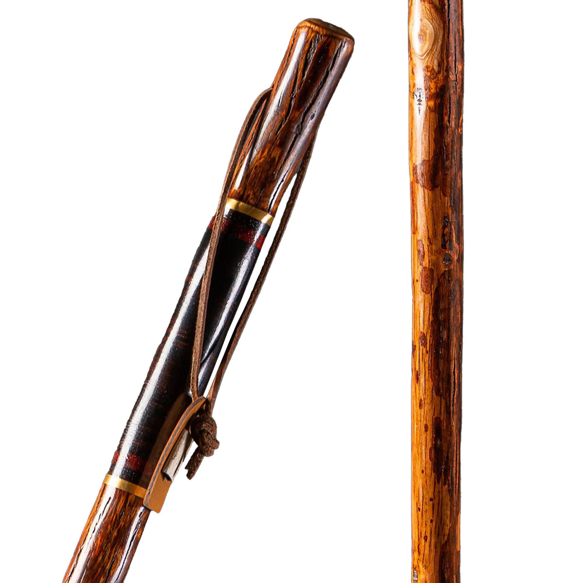 Brazos Exotic Leather Safari Hickory Rustic Walking Stick, 55-Inch-Walking Stick Brazos Free Form Wood 55 Inch Height Safari
