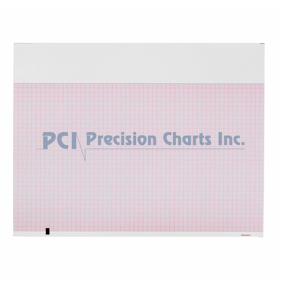 Precision Charts ECG Recording Paper-Recording Chart Paper Precision Charts Z-Fold Red Grid