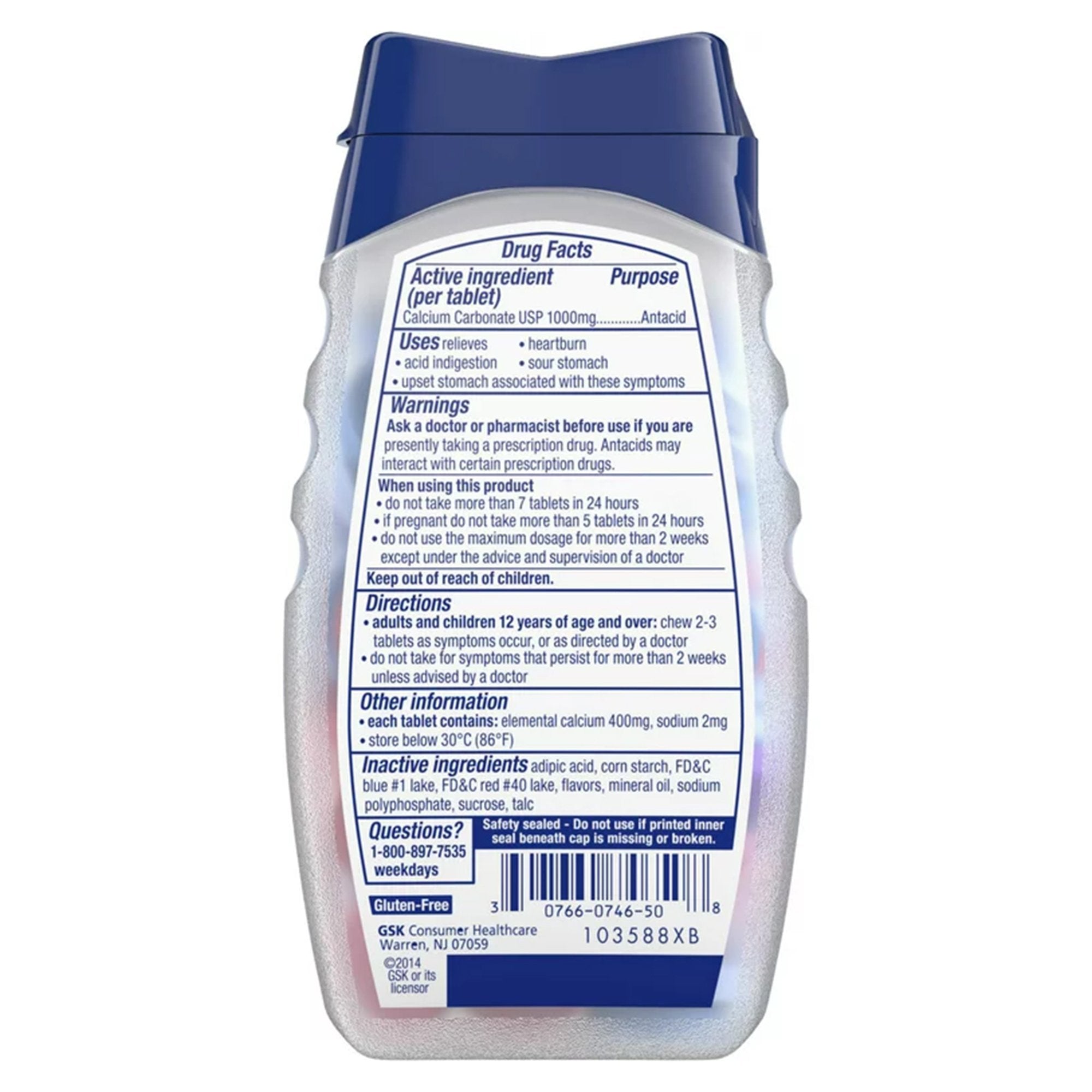 Tums Ultra Strength 1000 Antacid Chewable Tablets, Assorted Berries-Antacid