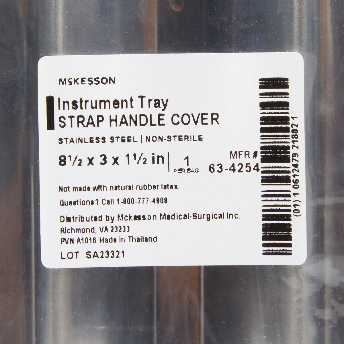 McKesson Instrument Tray, Strap Handle, 8 Inches-Instrument Tray McKesson Strap Handle Stainless Steel 8-1/2 X 3 X 1- 1/2 Inch